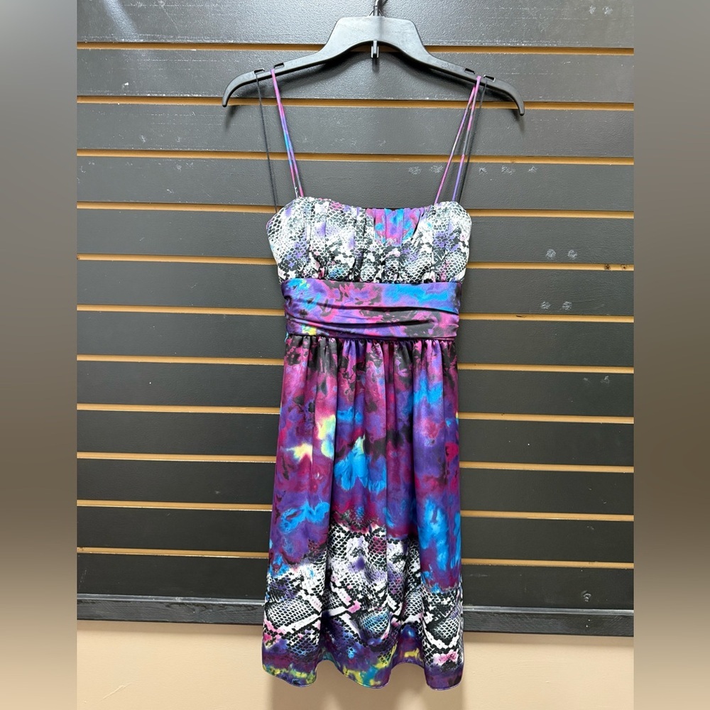Jump Girl Multicolor Abstract Print Spaghetti Strap Dress Size 1/2 Juniors NWT